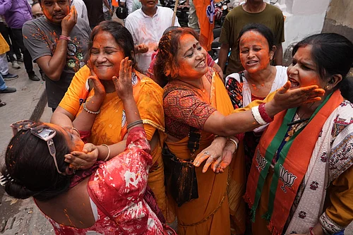 BJP supporters celebrating in West Bengal