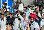 Source: PTI : Chennai: Tamilaga Vettri Kazhagam (TVK) chief and candidate from the Perambur constituency, Vijay, celebrates after winning in the Tamil Nadu Assembly elections results, in Chennai, Monday, May 4, 2026.