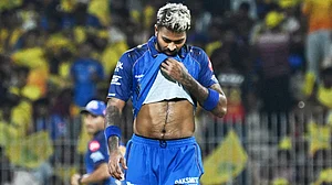 | Photo: AP : Mumbai Indians captain Hardik Pandya reacts in the field during the Indian Premier League cricket match between Chennai Super Kings and Mumbai Indians in Chennai, India, Saturday, May 2, 2026.