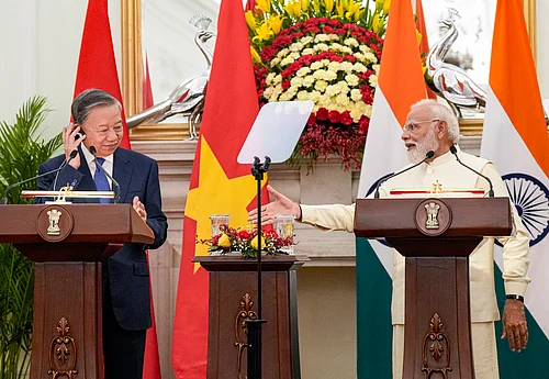 PTI : Prime Minister Narendra Modi and Vietnamese President To Lam, left, during a joint press statement at Hyderabad House, in New Delhi.