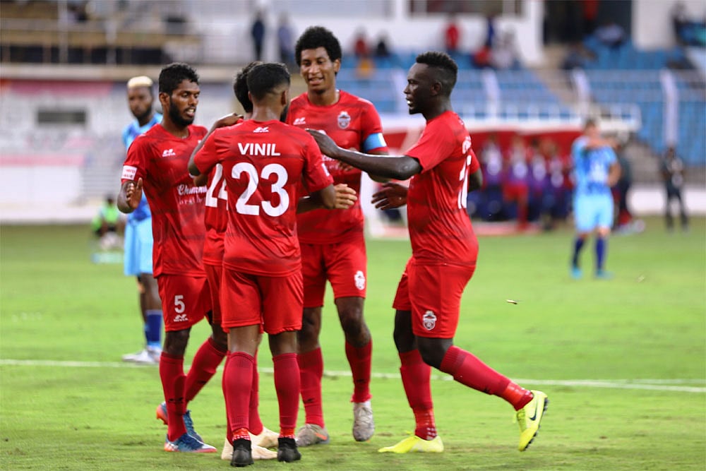 File Photo : Churchill Brothers players celebrating a win.