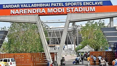 File : The Narendra Modi Cricket Stadium in Gujarat