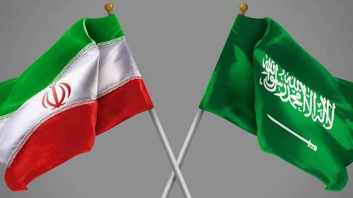 Iran and Saudi Arabias flags