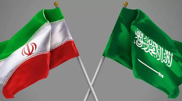 Iran and Saudi Arabias flags